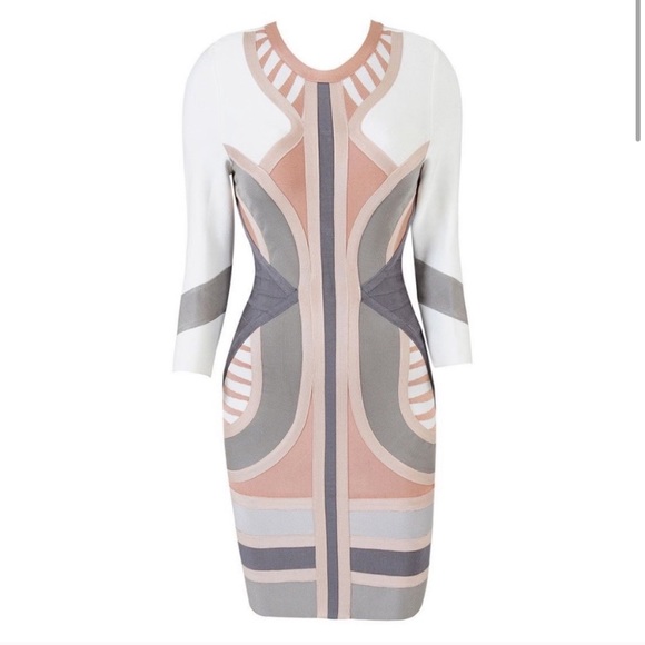 House of CB Dresses & Skirts - Tribal Design Pink Grey Bandage Dress